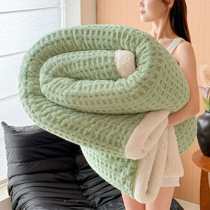 Textured Waffle Sherpa Throw Blanket - Light Green - Queen - image 9