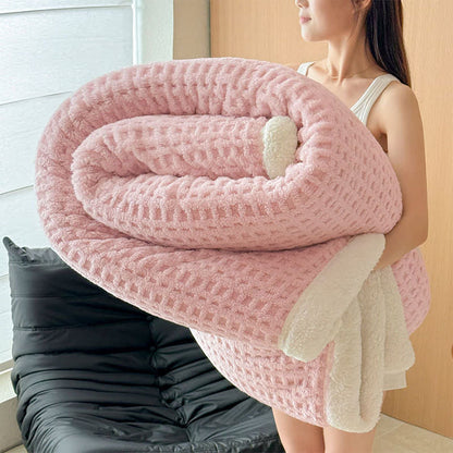 Textured Waffle Sherpa Throw Blanket - Light Pink - Queen - image 13