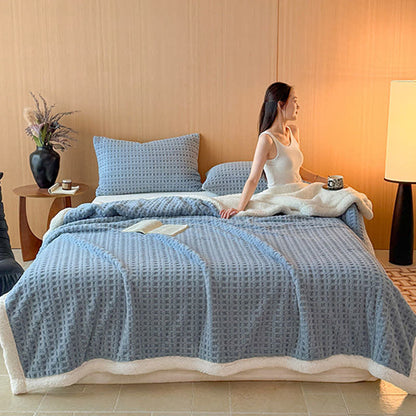 Textured Waffle Sherpa Throw Blanket - image 16