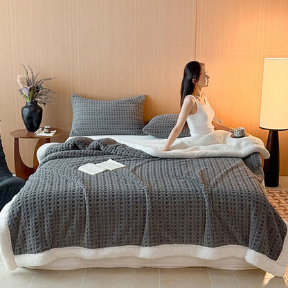 Textured Waffle Sherpa Throw Blanket - image 14