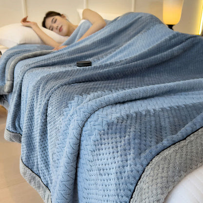 Solid Color Bound Edge Throw Blanket - Blue - Queen - image 5