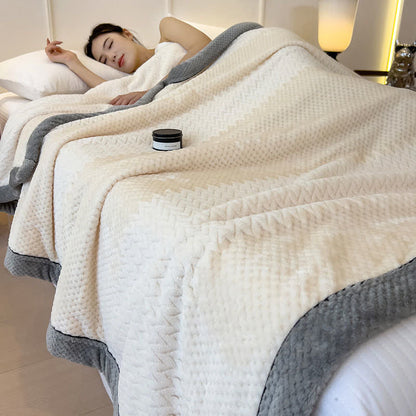 Solid Color Bound Edge Throw Blanket - Beige - Queen - image 14