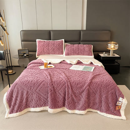 Luxury Floral Duvet Cover Blanket - Dark Pink - Queen - image 16