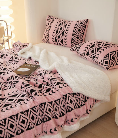 Striped Diamond Jacquard Warm Blanket - image 6