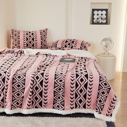 Striped Diamond Jacquard Warm Blanket - image 3