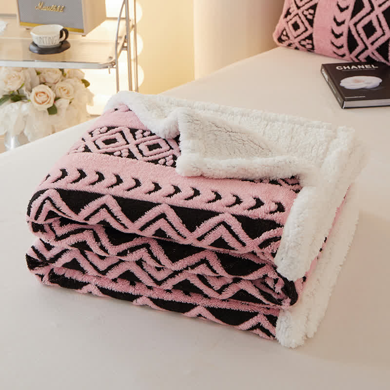 Striped Diamond Jacquard Warm Blanket - image 7