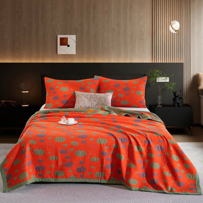 Pumpkin Organic Cotton Sheet Bedspread - Orange - 2PCS Pillowcases - 20" x 36" - image 10