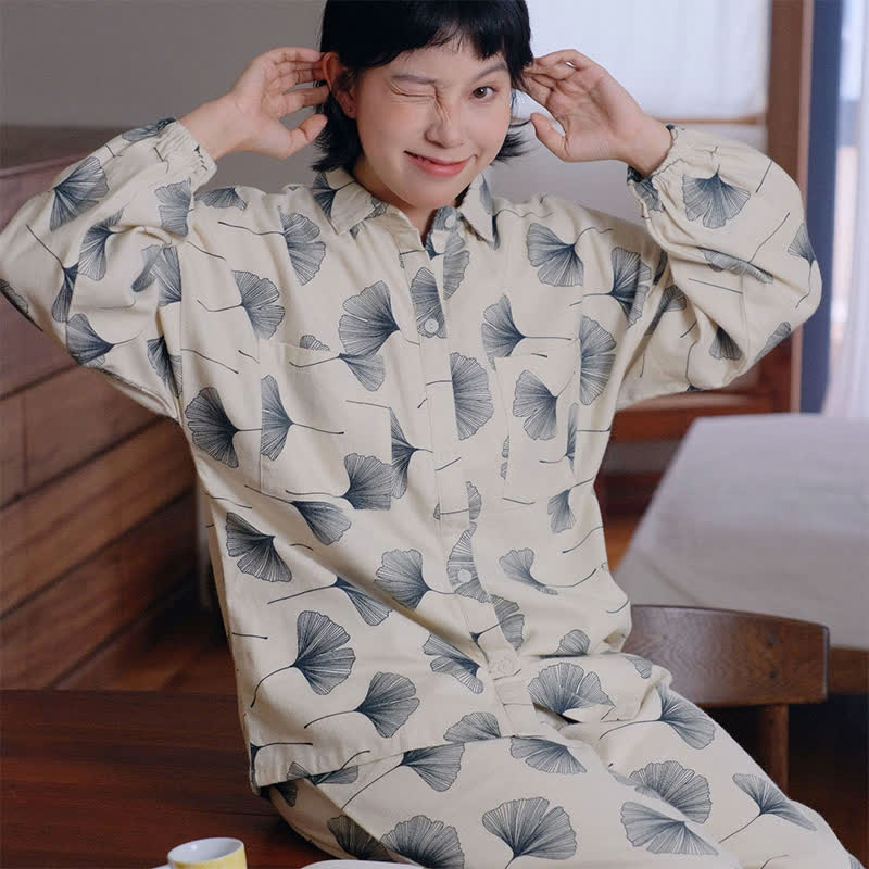 Brushed Cotton Ginkgo Leaf Pajama Jammies - image 4