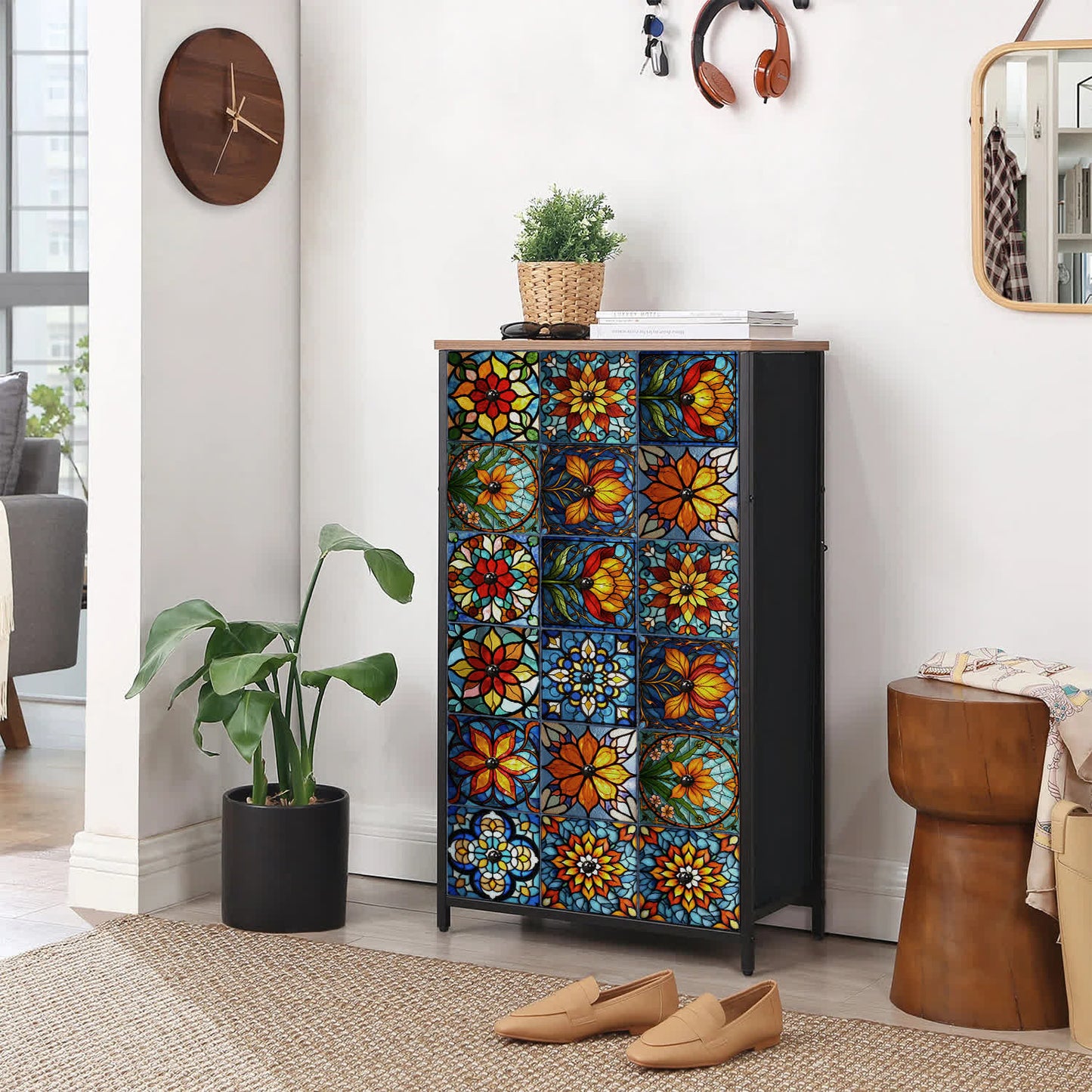 Boho Style Floral PET Foam Tile Wall Decals - image 5