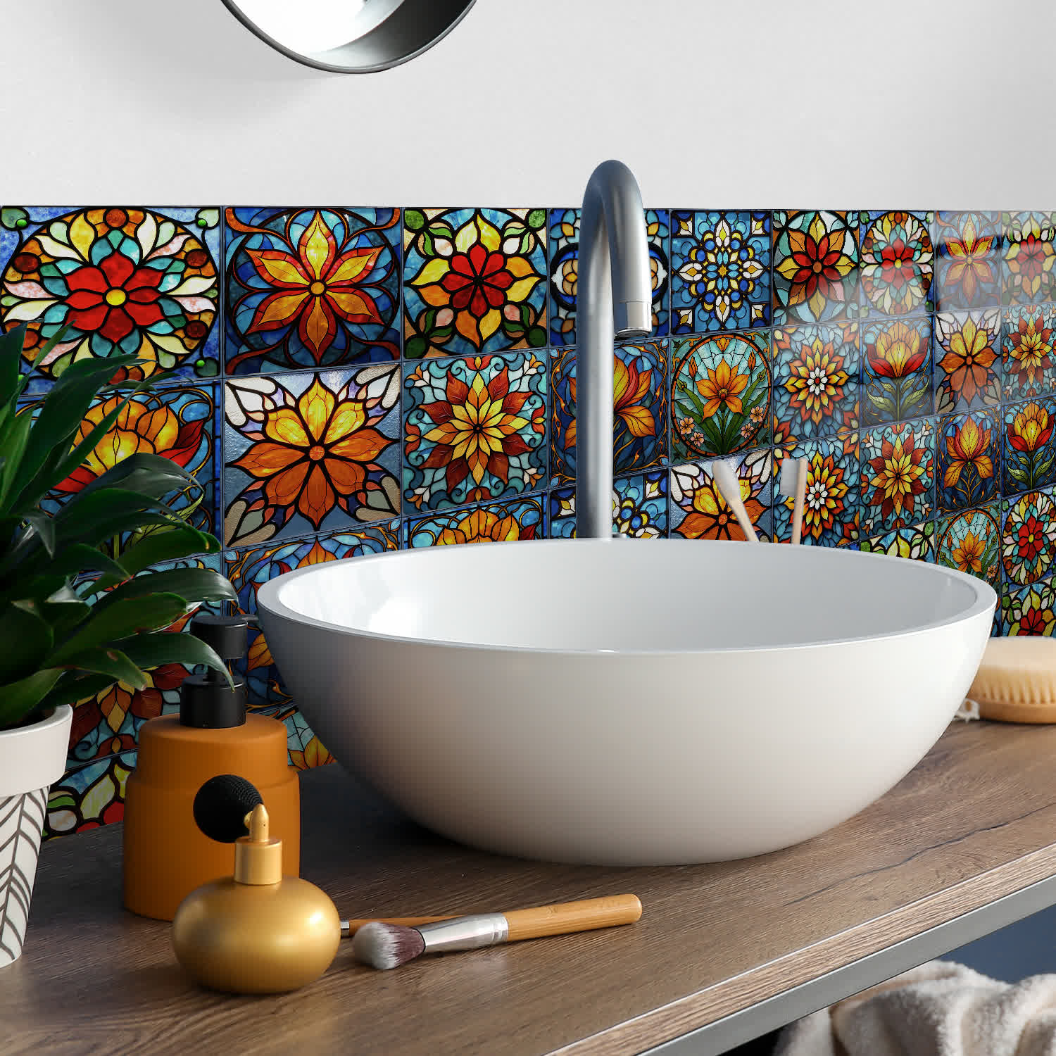 Boho Style Floral PET Foam Tile Wall Decals - image 3