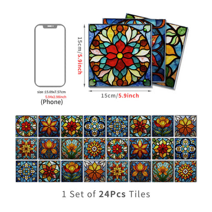 Boho Style Floral PET Foam Tile Wall Decals - 24PCS - 6" x 6" - image 7