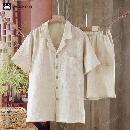 Ownkoti Matching Minimalist Cotton Linen Pajama Jammies - Men - 2XL - image 14