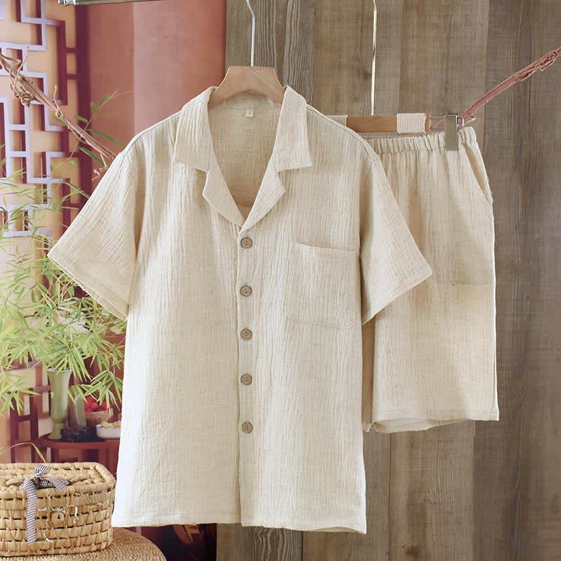 Matching Minimalist Cotton Linen Pajama Jammies - Men - 2XL - image 14