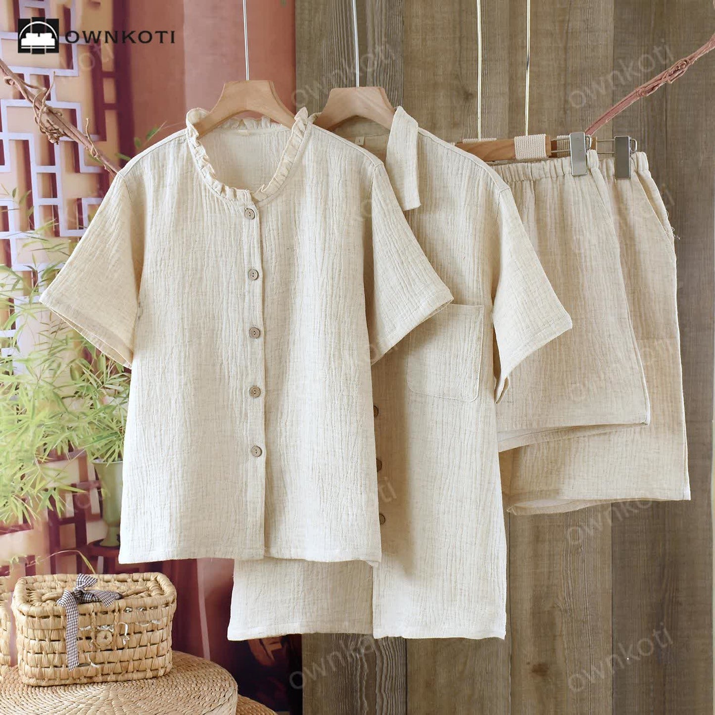 Ownkoti Matching Minimalist Cotton Linen Pajama Jammies - image 0