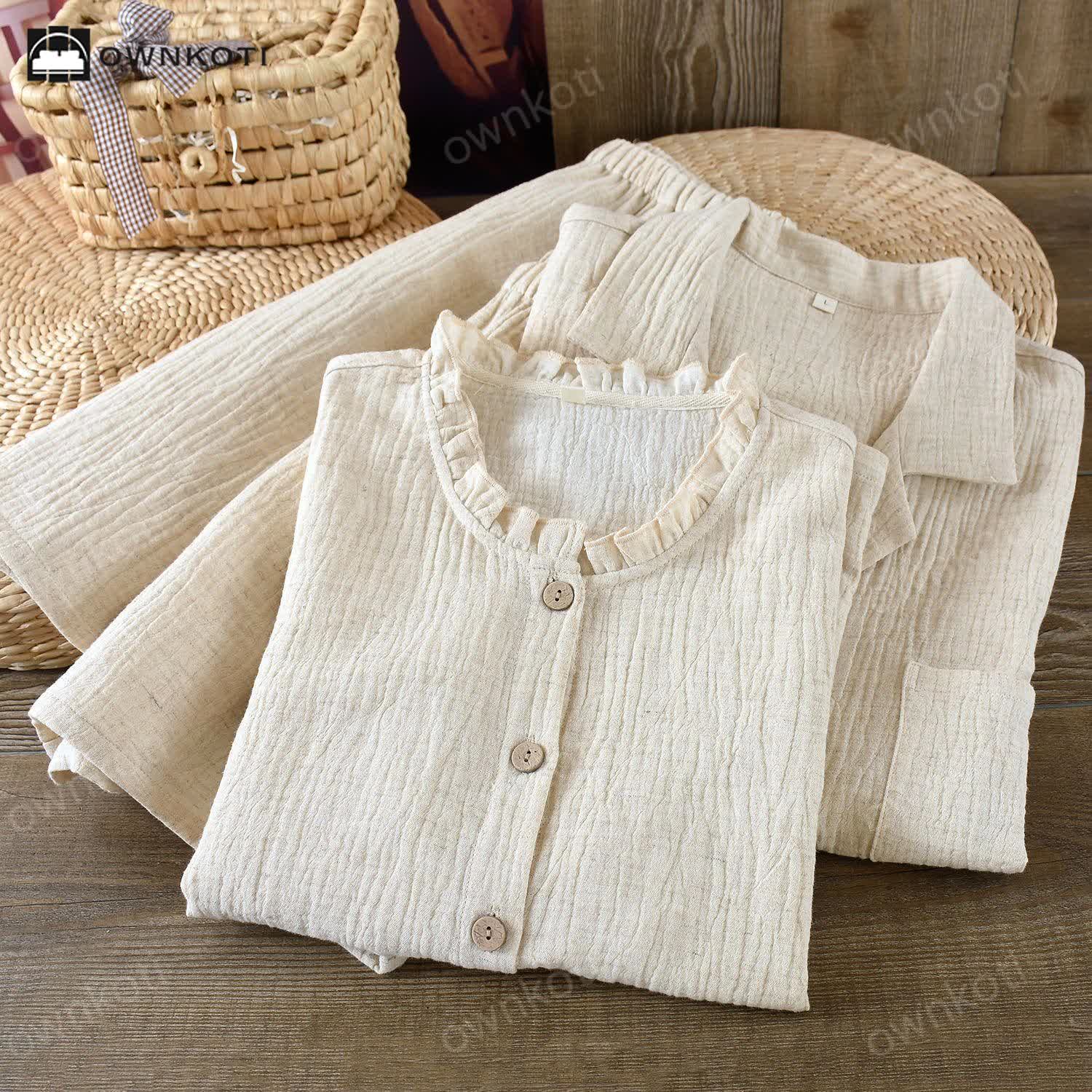 Ownkoti Matching Minimalist Cotton Linen Pajama Jammies - image 2