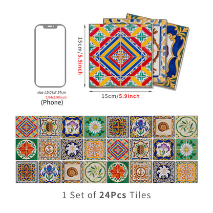 Vintage Talavera PET Foam Tile Wall Decals - 24PCS - 6" x 6" - image 8