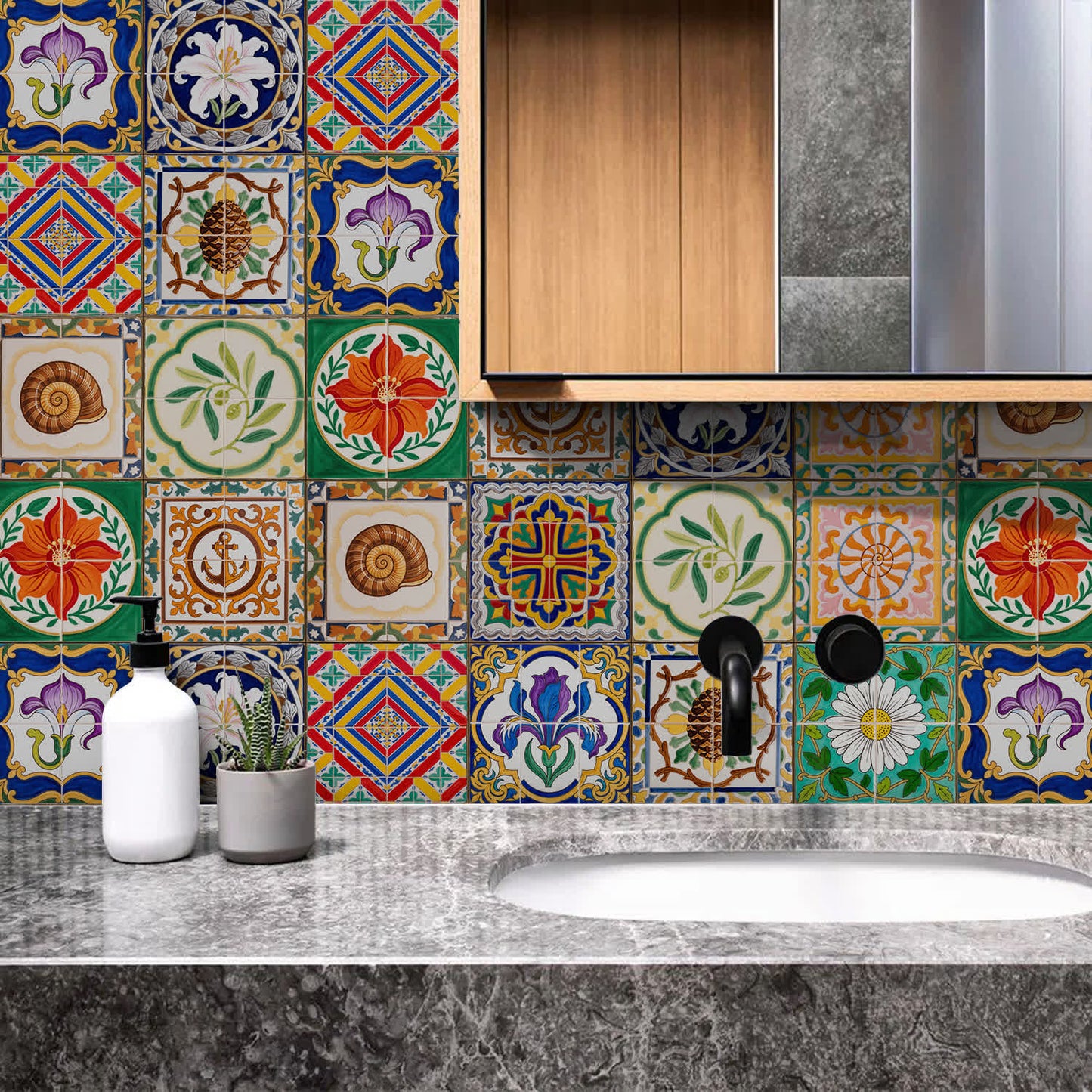 Vintage Talavera PET Foam Tile Wall Decals - image 1