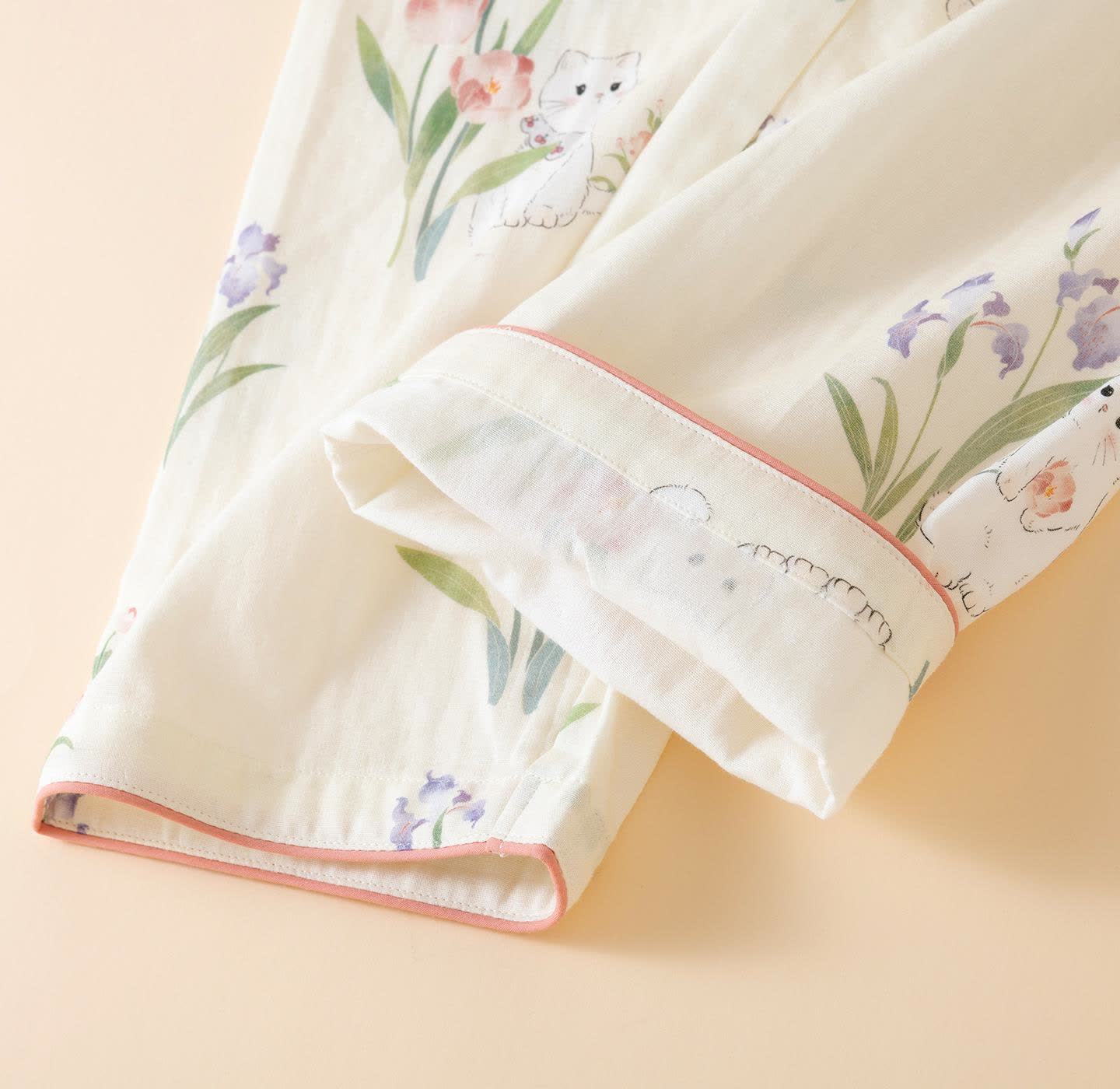 Cotton Gauze Floral Cat Kimono Pajamas - image 10