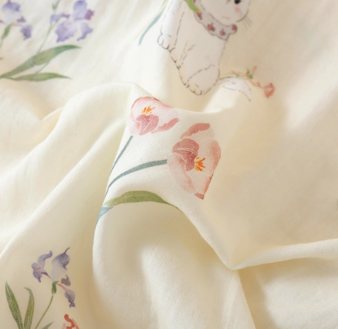 Cotton Gauze Floral Cat Kimono Pajamas - image 12