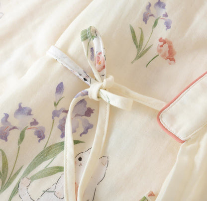 Cotton Gauze Floral Cat Kimono Pajamas - image 7