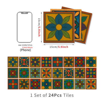 PET Foam Colorful Floral Tile Wall Decals - 24PCS - 6" x 6" - image 10
