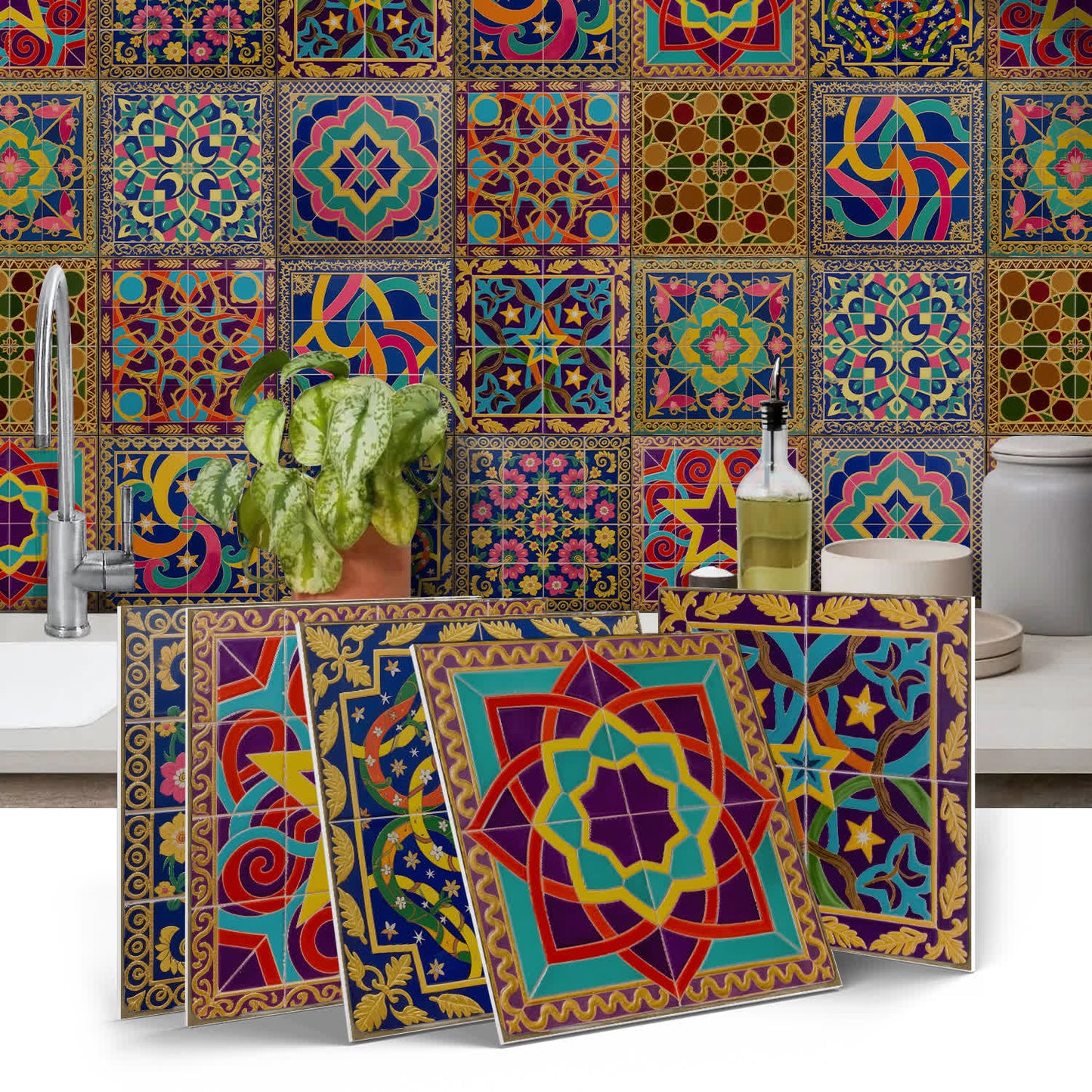 Peel & Stick Boho Waterproof Tile Wall Decals - image 0