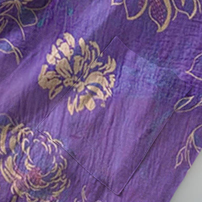 Two-Tone Peony Cotton Gauze Kimono Robe - image 4