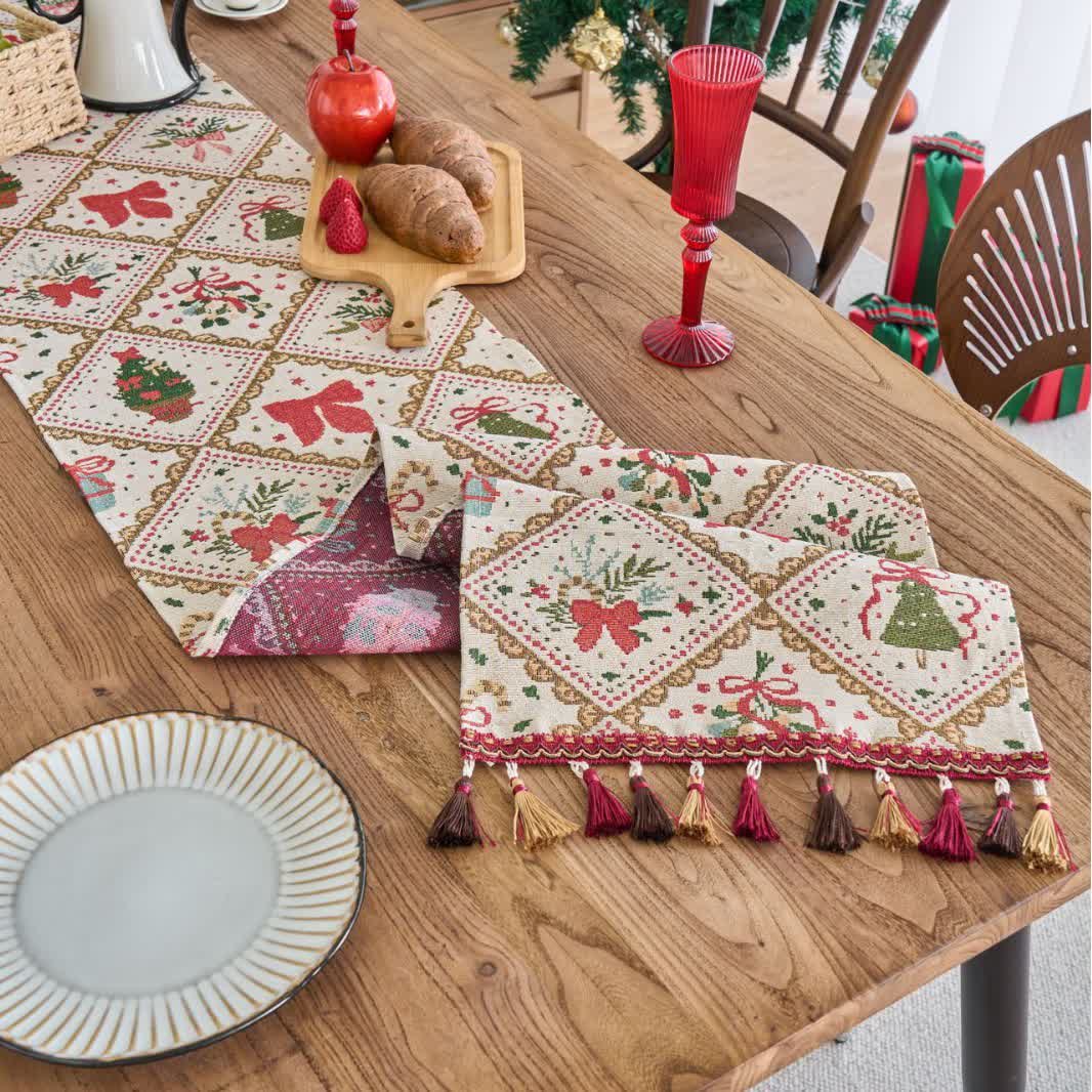 Christmas Bowknot Diamond Jacquard Table Runner - image 3