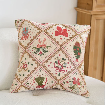 Christmas Bowknot Diamond Jacquard Throw Pillow - 23" x 23" - image 0