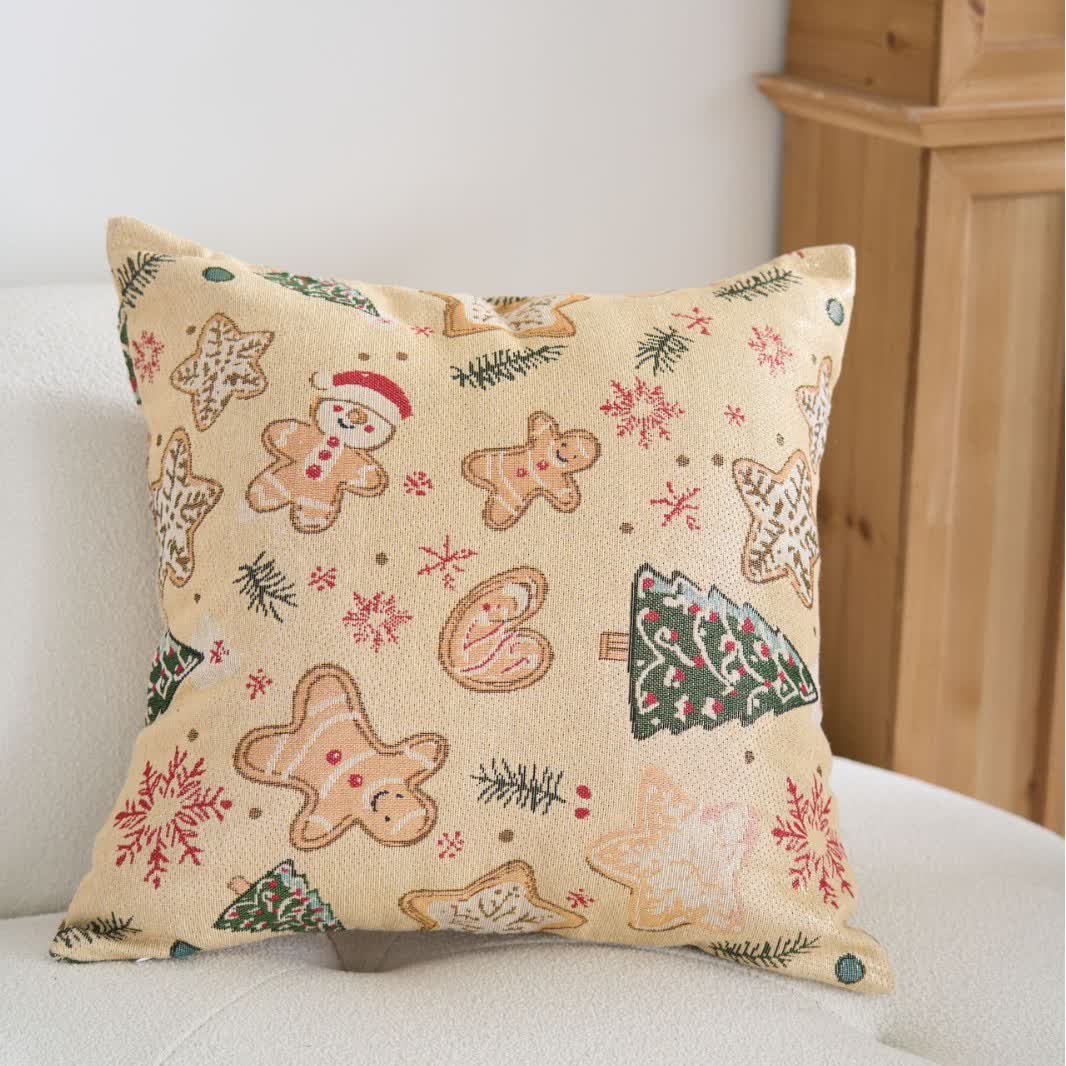 Christmas Gingerbread Man Jacquard Throw Pillow - 23" x 23" - image 0