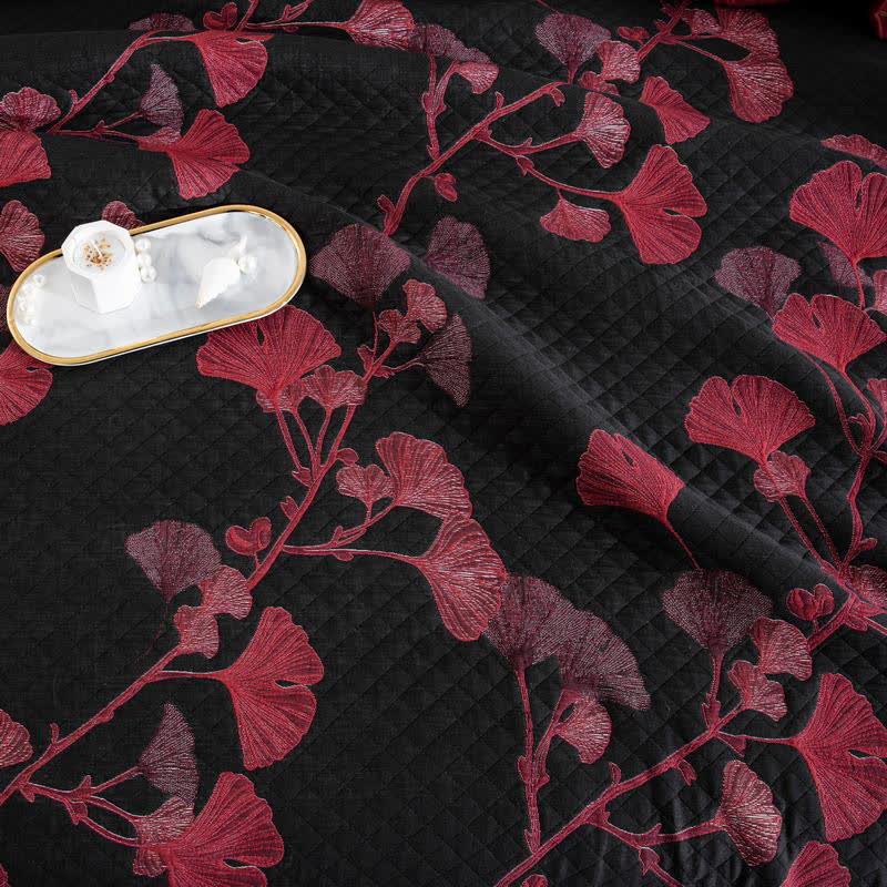 Ownkoti Orange Ginkgo Leaf Cotton Reversible Quilt - image 19