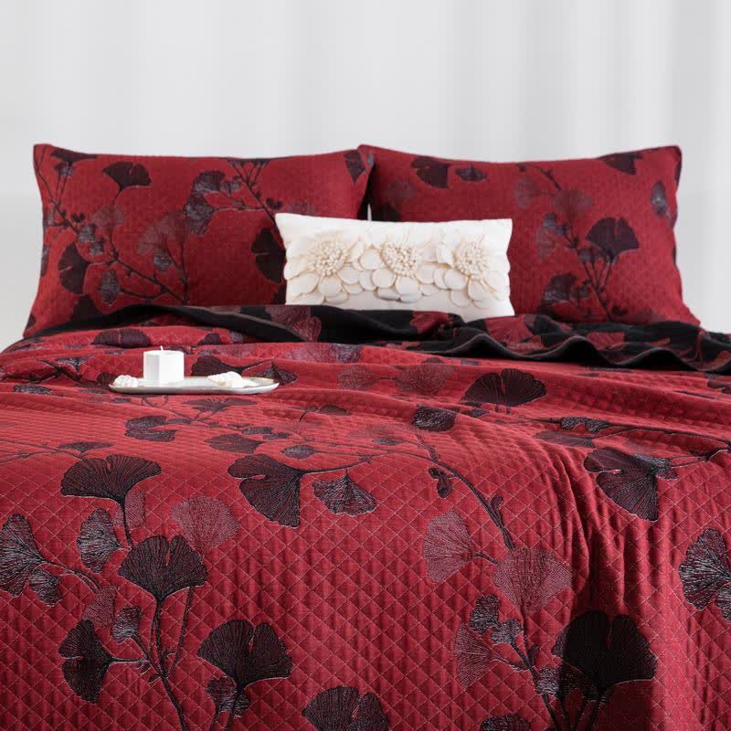 Ownkoti Orange Ginkgo Leaf Cotton Reversible Quilt - image 23