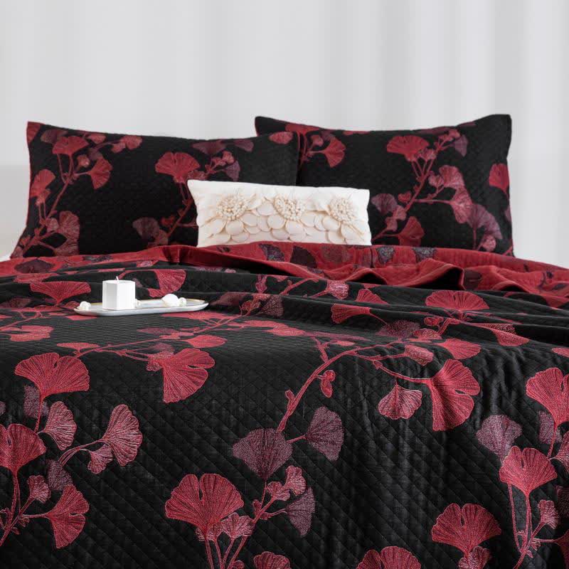 Ownkoti Orange Ginkgo Leaf Cotton Reversible Quilt - image 15