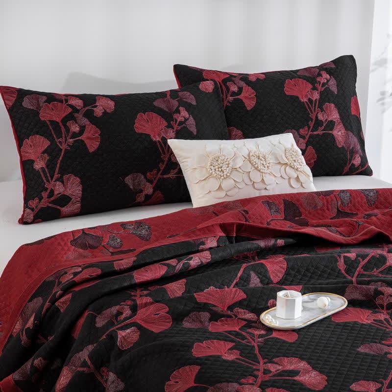 Ownkoti Orange Ginkgo Leaf Cotton Reversible Quilt - image 14