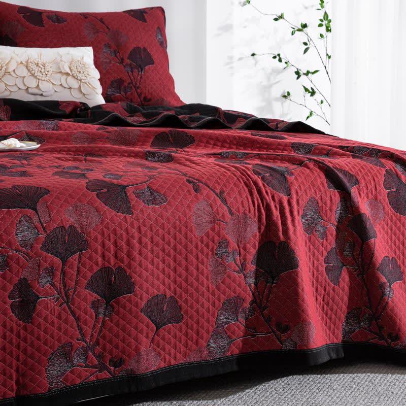 Ownkoti Orange Ginkgo Leaf Cotton Reversible Quilt - image 24