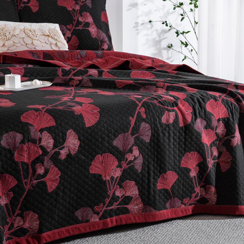 Ownkoti Orange Ginkgo Leaf Cotton Reversible Quilt - image 16