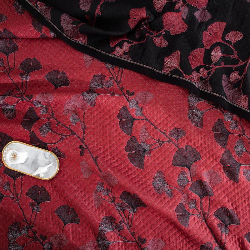 Ownkoti Orange Ginkgo Leaf Cotton Reversible Quilt - image 25