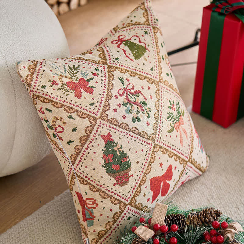 Christmas Bowknot Diamond Jacquard Throw Pillow - image 1