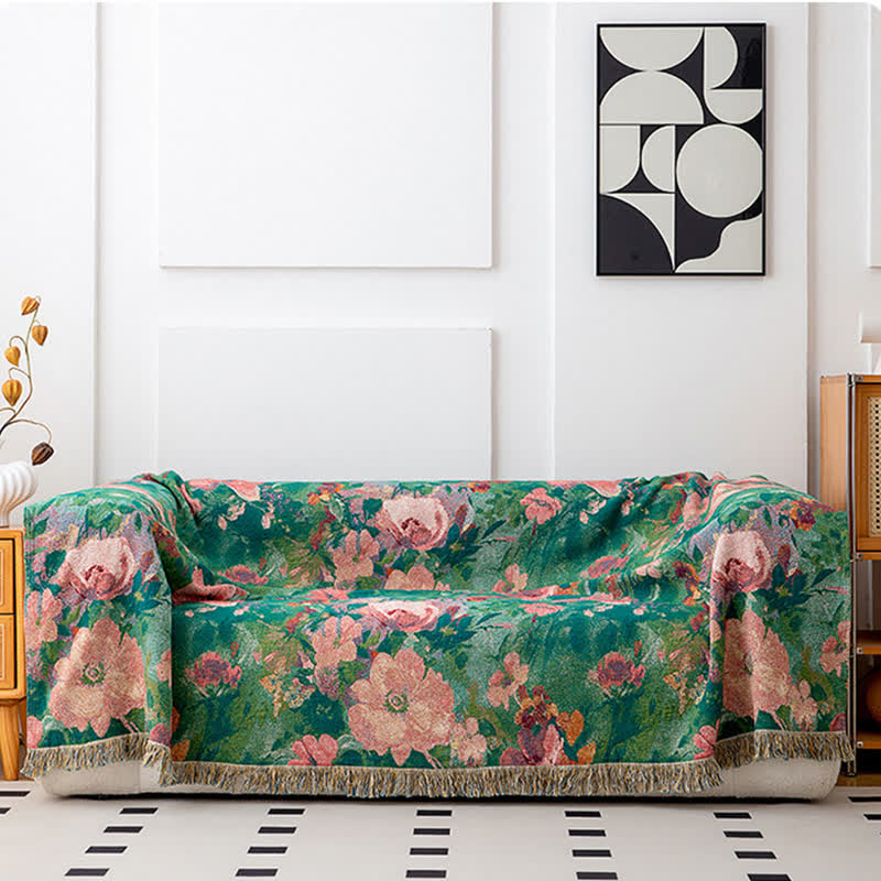 Botanical Art Natural Cotton Tassel Quilt - image 2