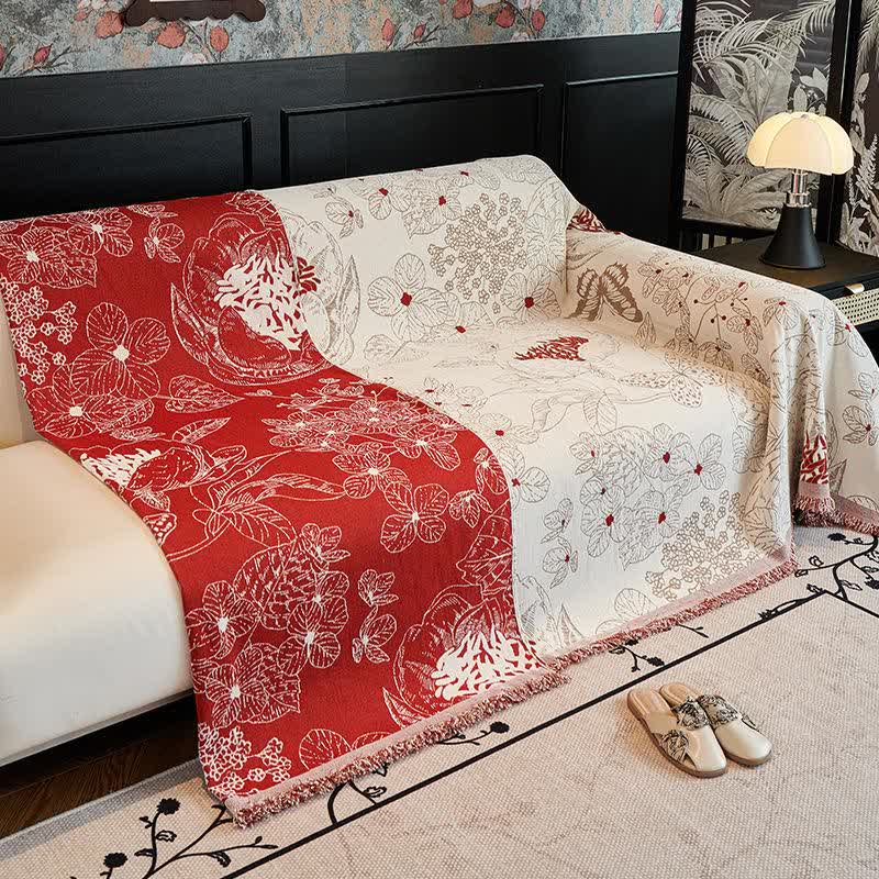 Rustic Floral Reversible Sofa Throw Blanket - image 4