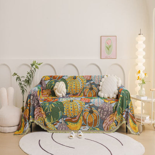 Artistic Pumpkin Chenille Sofa Throw Blanket - 71" x 134" - image 0