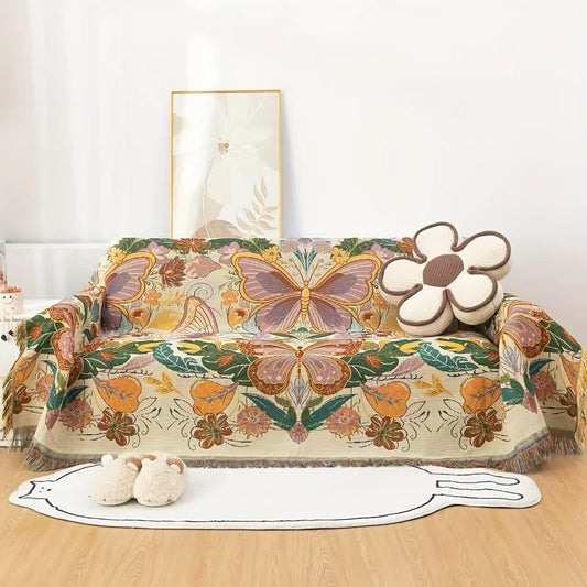 Colorful Floral Blossom Sofa Throw Blanket - 71" x 134" - image 0