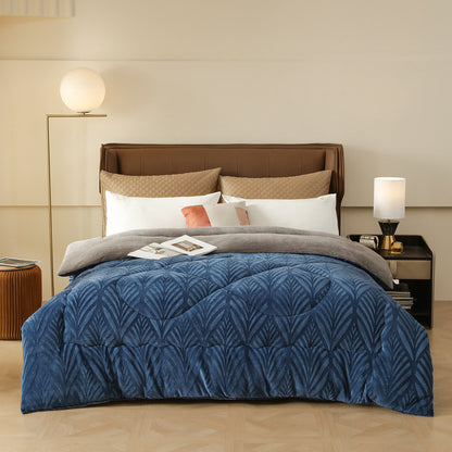 Luxury Embossed Fleece Throw Blanket - Navy Blue - King - image 1