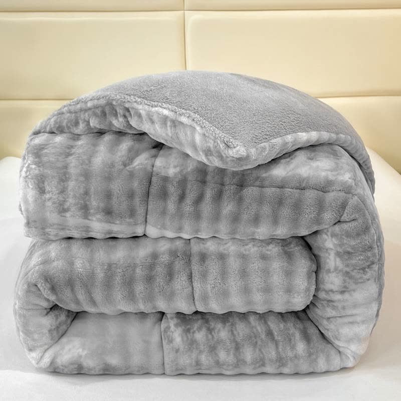 Fluffy Gradient Color Sherpa Warm Blankets - Grey - King - image 6