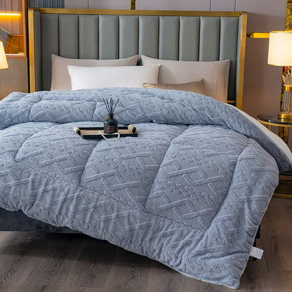 Luxury Diamond Embossed Sherpa Throw Blanket - Grey - King - image 2