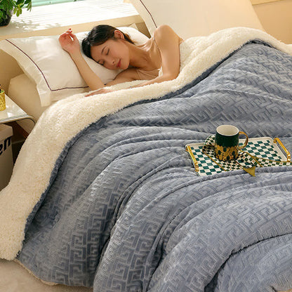 Geometric Embossed Sherpa Throw Blanket - image 2