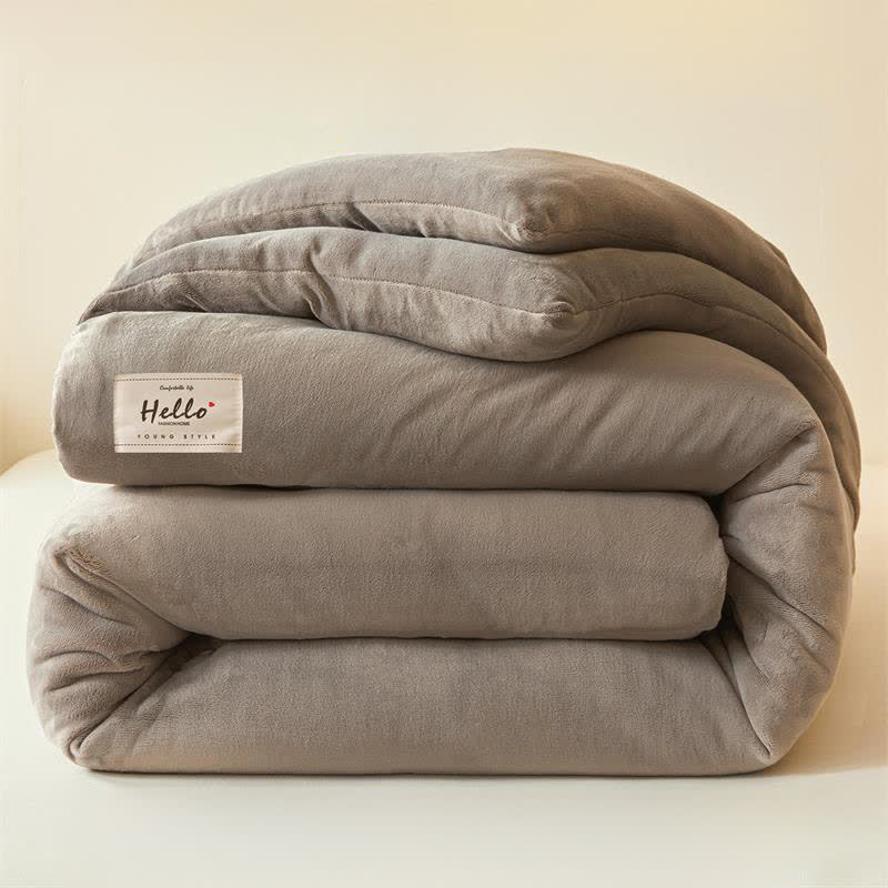Simple Solid Color Warm Plush Blanket - Grey - Queen - image 9