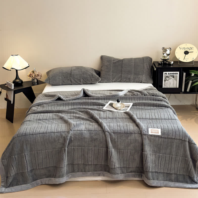 Luxe Striped Textured Warm Throw Blanket - image 7