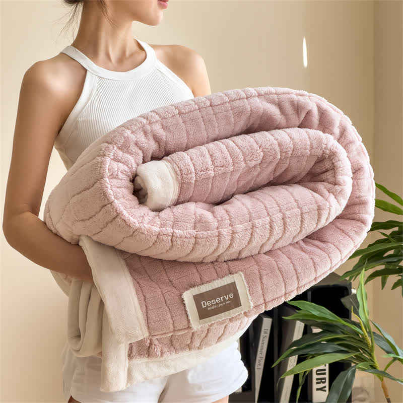 Luxe Striped Textured Warm Throw Blanket - Pink - 2PCS Pillowcases - 19" x 29" - image 18