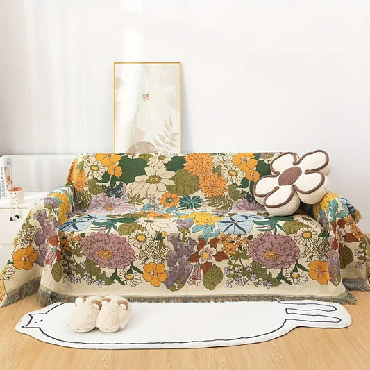 Abundant Flower Sofa Throw Blanket - 71" x 134" - image 0